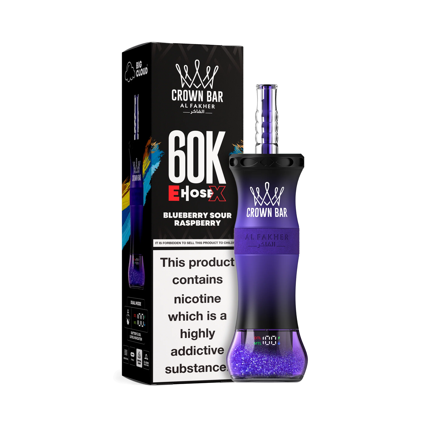 Blueberry Sour Raspberry Al Fakher Crown Bar Vape 60K