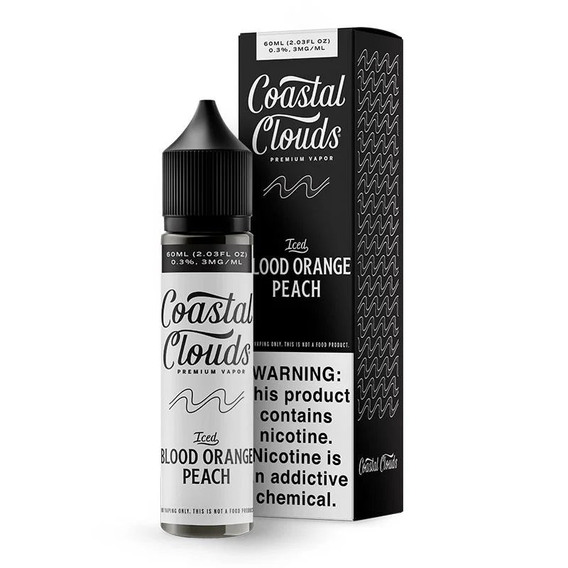 Coastal Clouds Menthol Tobacco e-liquid bottle and packaging on a white background