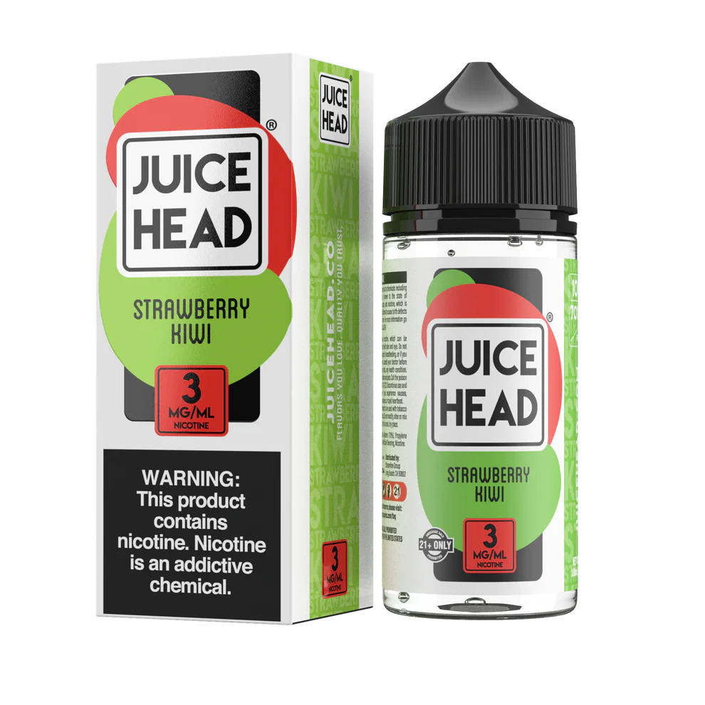Juice Head Strawberry Kiwi e-liquid packaging on a white background