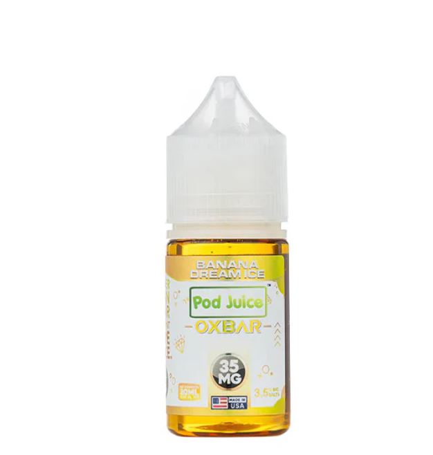 Pod Juice Oxbar vape juice bottle on a white background