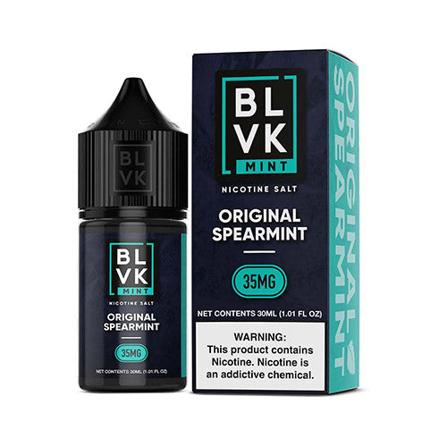 BLVK Mint nicotine salt e-liquid bottle and packaging on a white background