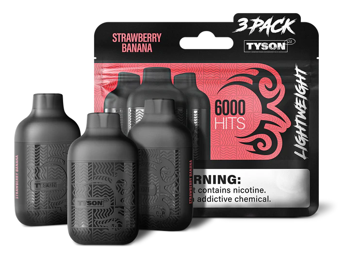 STRAWBERRY BANANA TYSON 2.0 VAPE Lightweight 3 Pack