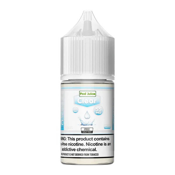 Pod Juice Clear e-liquid bottle on a white background