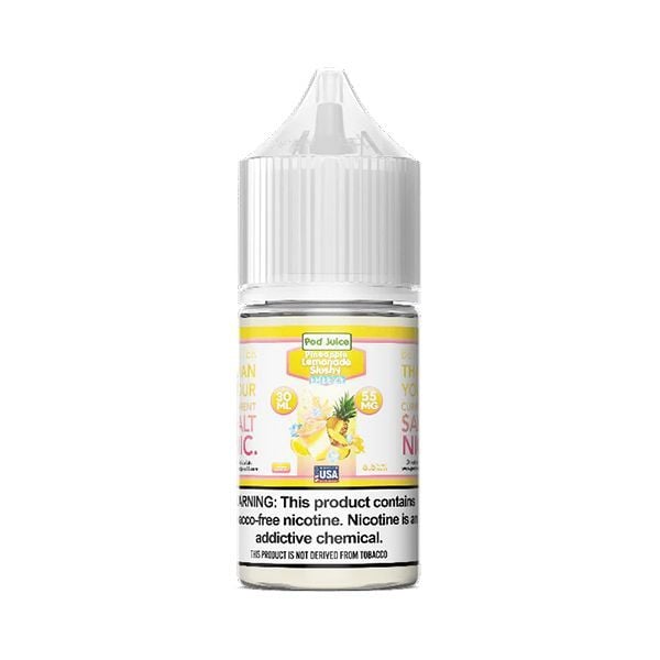 Vape juice bottle with a white cap on a white background