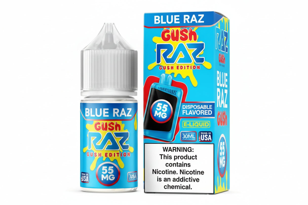 Blue Raz Gush - Pod Juice Salts x RAZ E-Liquid - 30mL