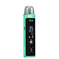 Mint green vape device with digital display on a white background