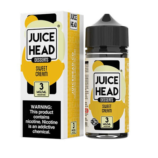 Juice Head Sweet Cream vape juice bottle and packaging on a white background