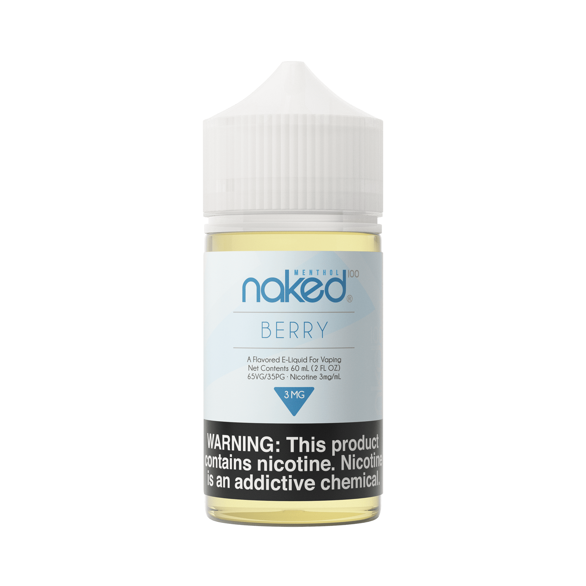Naked Berry vape juice bottle on a green background