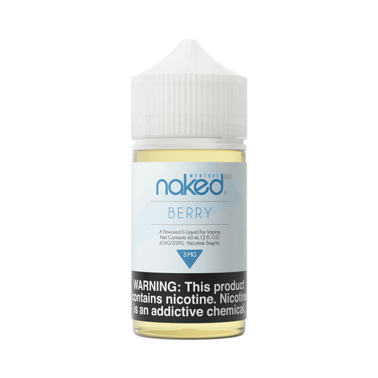 Naked Berry vape juice bottle on a green background