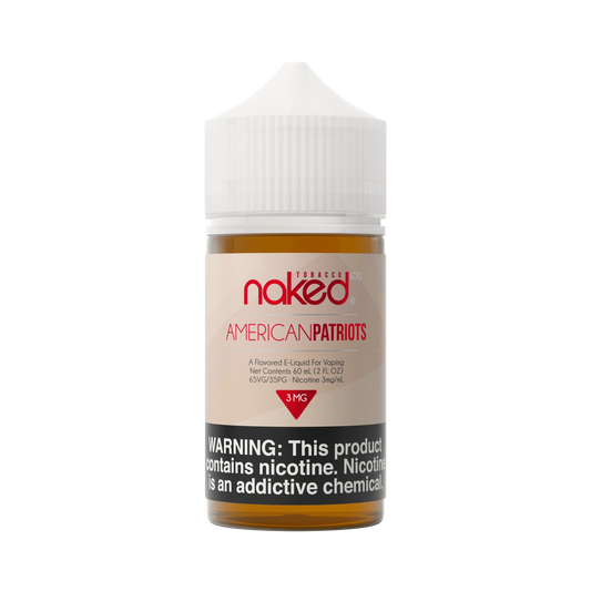 Naked American Patriots vape juice bottle on a white background
