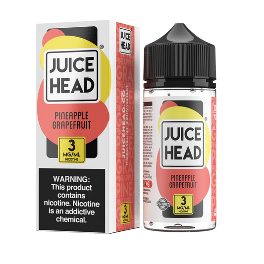 Juice Head Pineapple Grapefruit e-liquid bottle and packaging on a white background