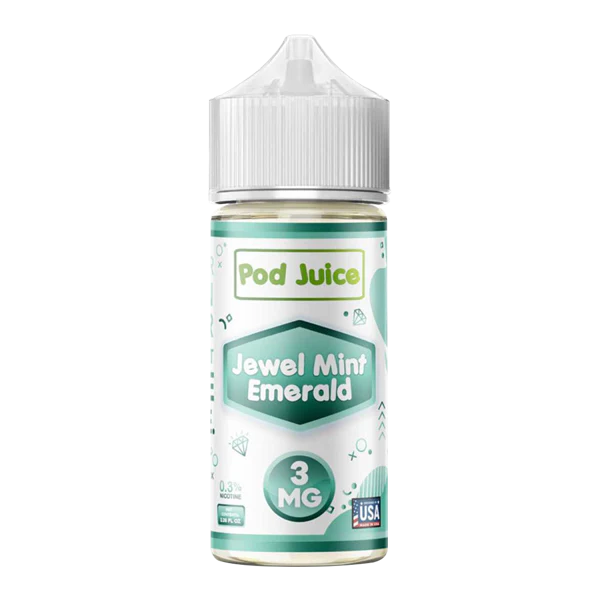 Pod Juice Jewel Mint Emerald e-liquid bottle on a white background