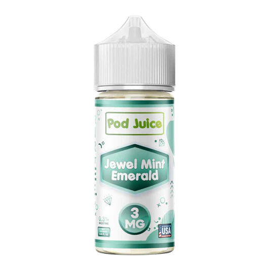 Pod Juice Jewel Mint Emerald e-liquid bottle on a white background