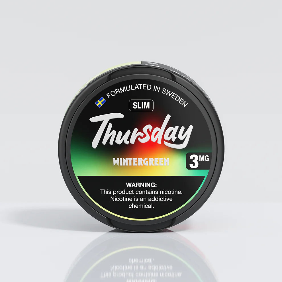 Thursday tobacco product packaging on a light gray background