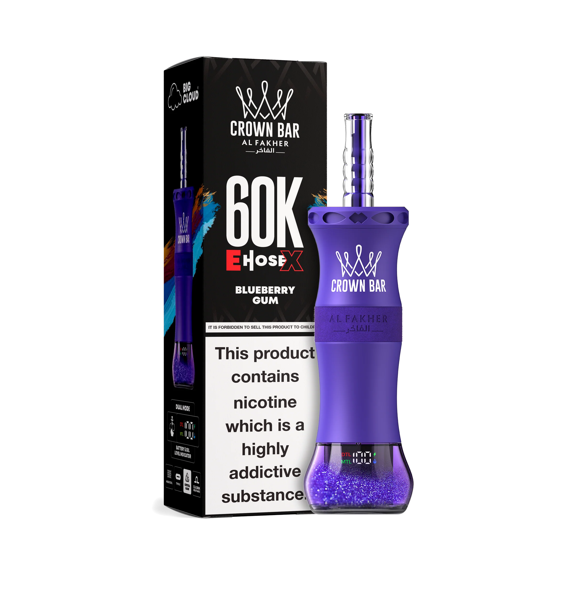 Blueberry Gum Al Fakher Crown Bar Vape 60K 