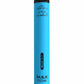 Blue vape pen with black top on a white background