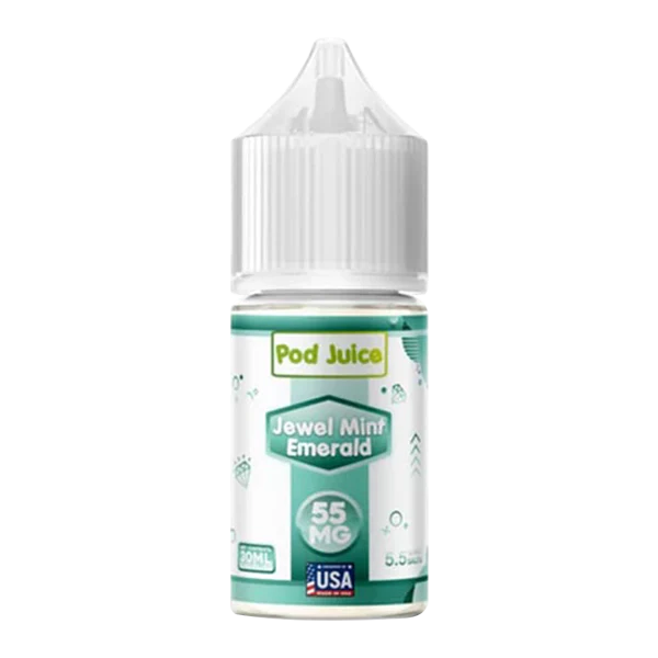 Pod Juice Jewel Mint Emerald vape juice bottle on a white background