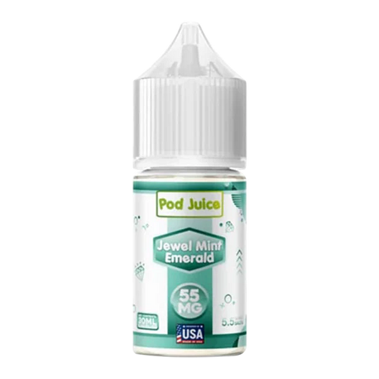 Pod Juice Jewel Mint Emerald vape juice bottle on a white background