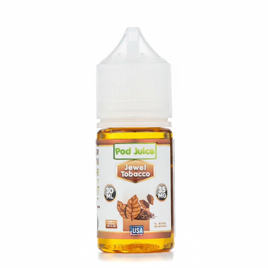 Pod Juice Jewel Tobacco e-liquid bottle on a white background